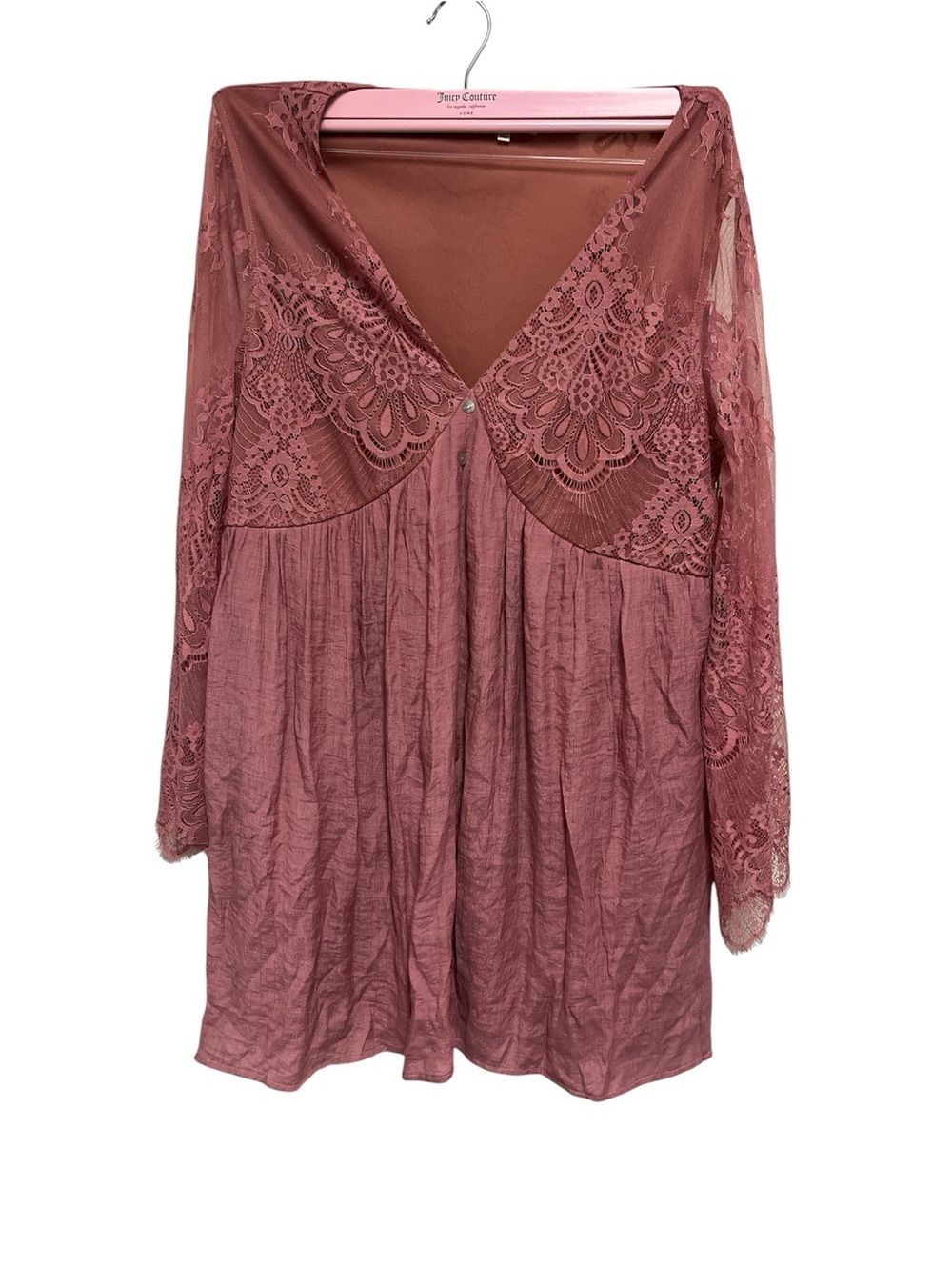 Baevely Dress Babydoll Lace Dress Pink Sheer Lined Size L